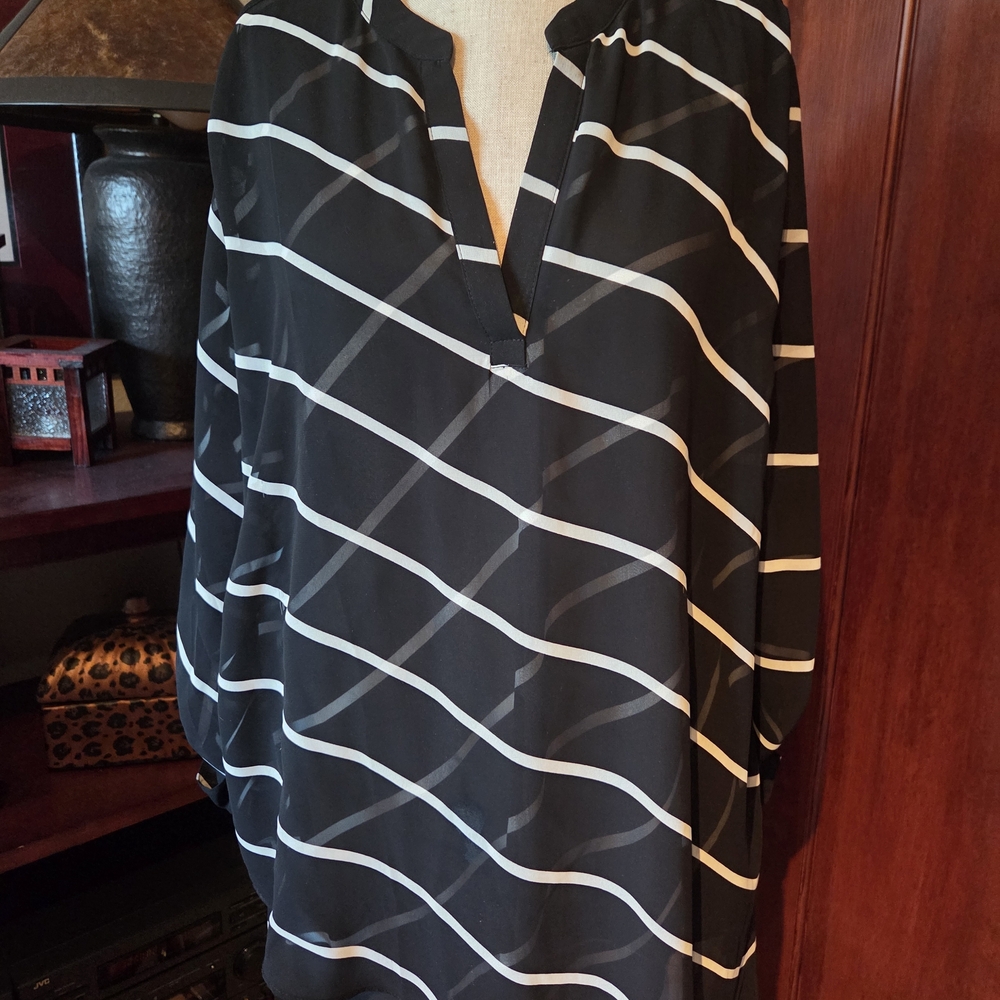 Chico's Monochrome Striped Top